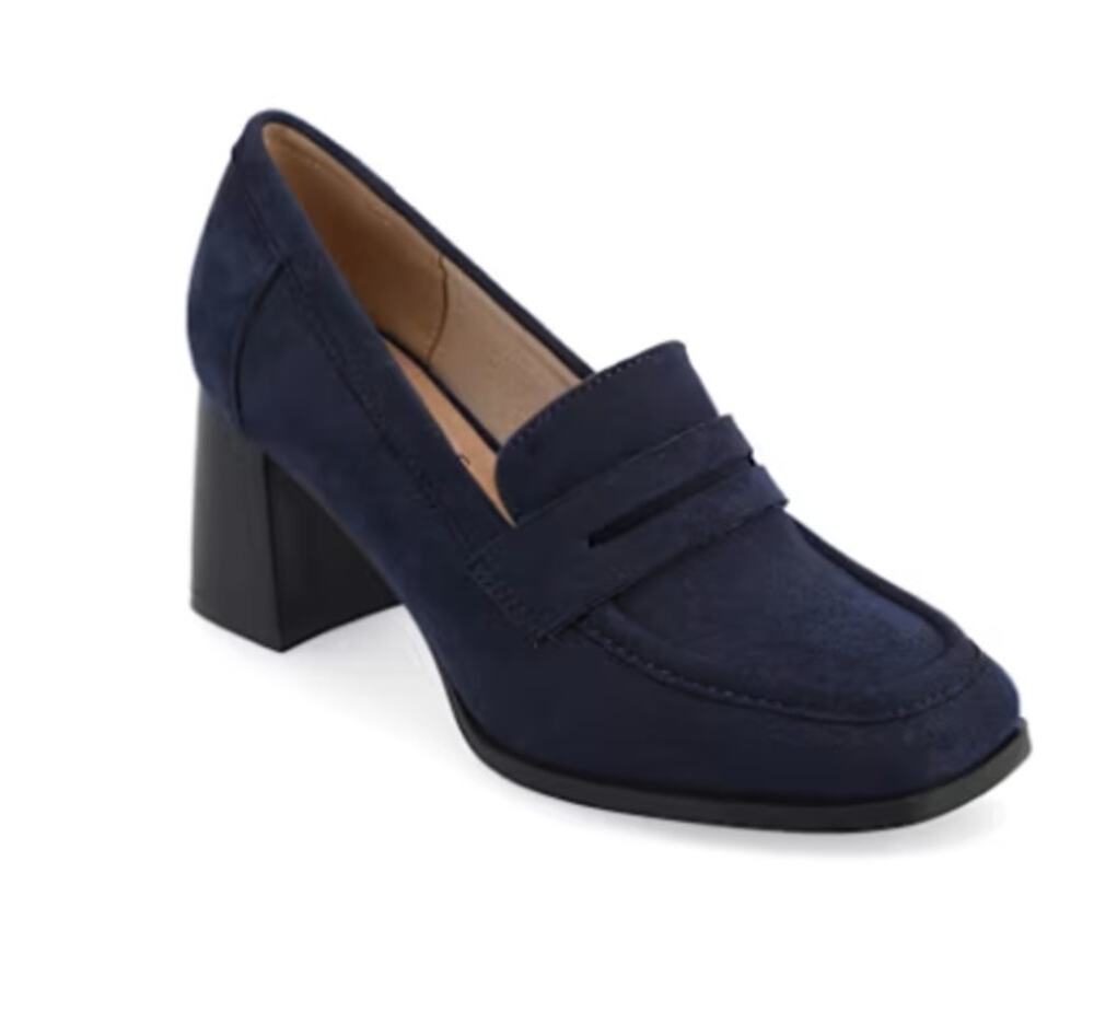 Journee Collection Malleah Shoes Womens Size 7.5 Navy Block Heel Pumps New